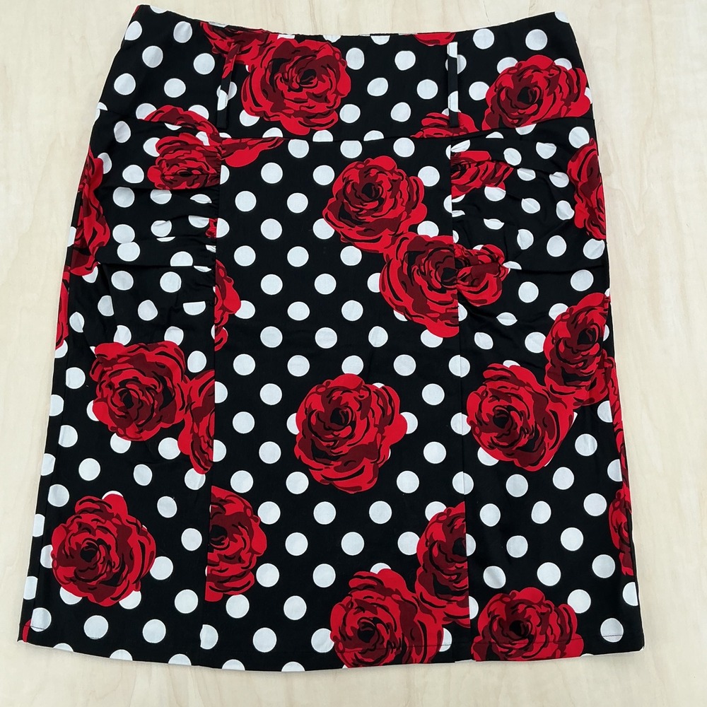 Kate Kasin Pencil Skirt Wms 3XL Black Red Rose Polka Dot Rockabilly Pinup Retro